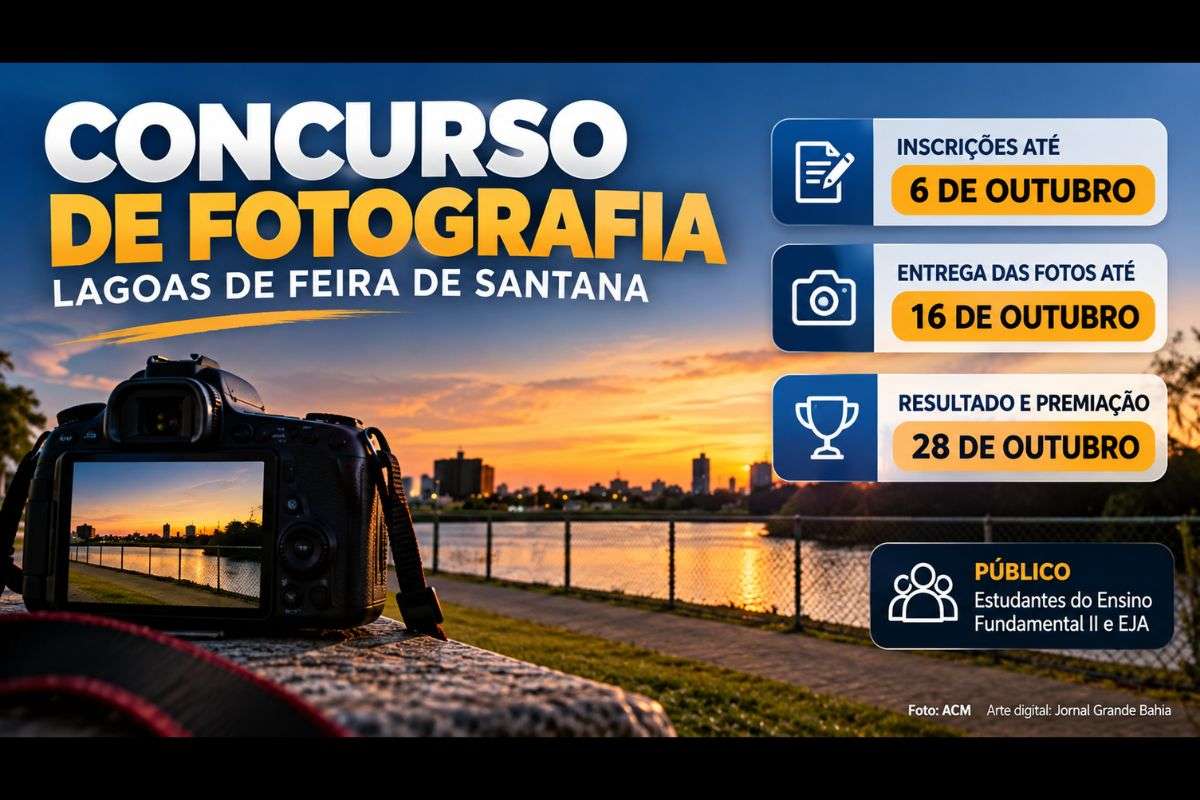 Concurso tem como tema “Lagoas de Feira de Santana” e é destinado a estudantes do Ensino Fundamental II e da Educação de Jovens e Adultos (EJA) da rede municipal.