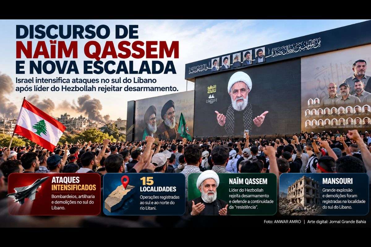 Bombardeios, demolições e ataques de artilharia foram registrados em diferentes localidades do sul do Líbano nesta segunda-feira (28/09/2026), após o Hezbollah rejeitar novamente o desarmamento.