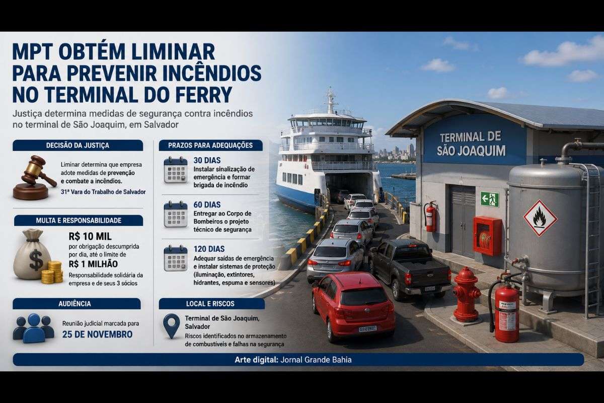 Decisão estabelece cronograma para instalação de equipamentos, formação de brigada e regularização do sistema de segurança contra incêndio no terminal de São Joaquim.