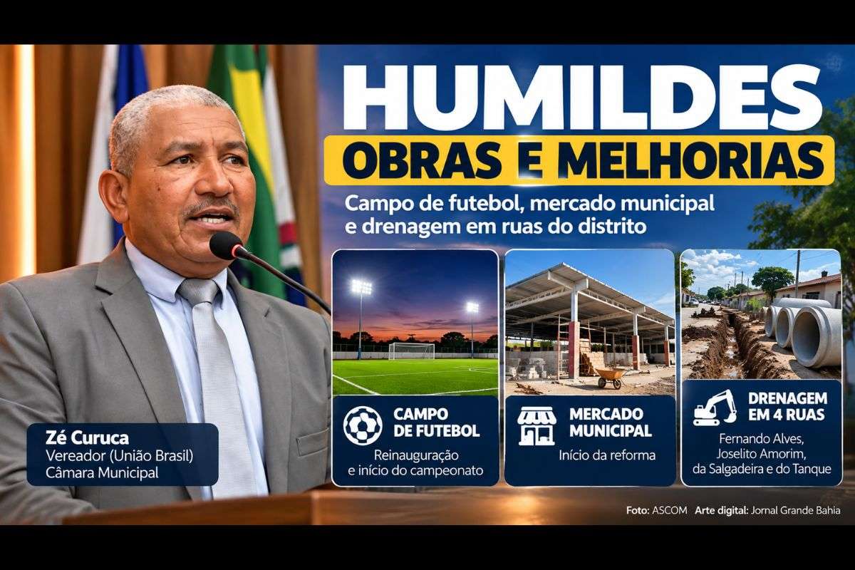 Distrito de Feira de Santana recebe intervenções em equipamentos esportivos, estrutura comercial e sistema de drenagem urbana.