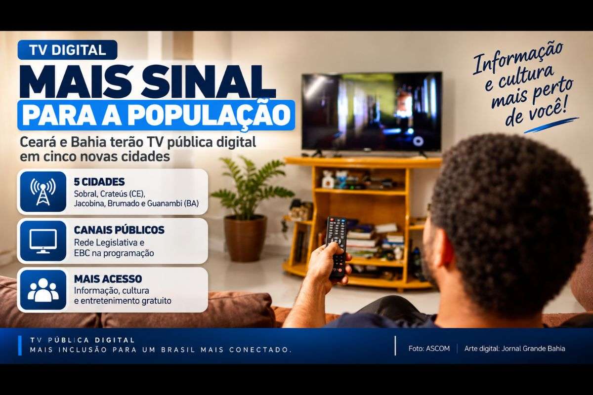 Sobral, Crateús, Jacobina, Brumado e Guanambi receberão infraestrutura para ampliar a oferta de canais públicos digitais e gratuitos.