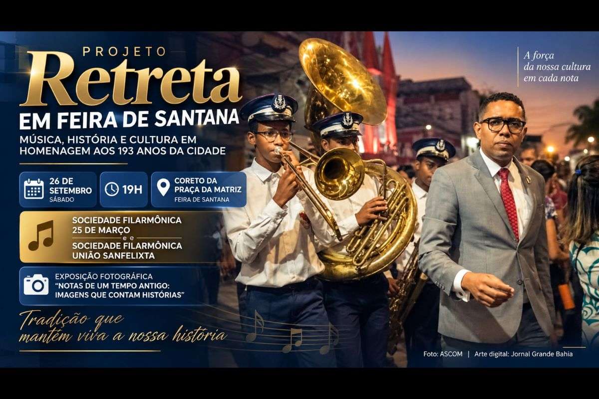 Apresentação reúne a Sociedade Filarmônica 25 de Março e a Sociedade Filarmônica União Sanfelixta no Coreto da Praça da Matriz.