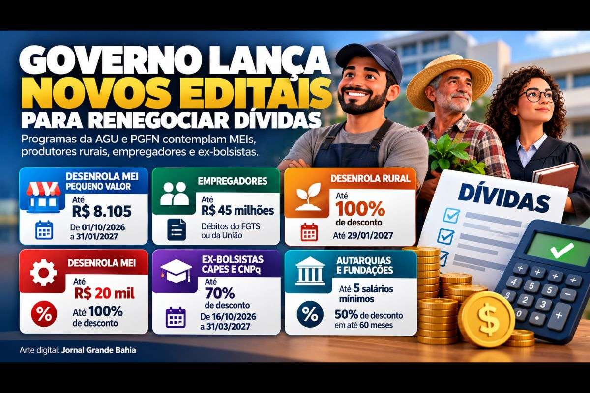 AGU e PGFN lançam e prorrogam programas de transação para débitos federais, com condições que incluem descontos e parcelamentos conforme o perfil do devedor.