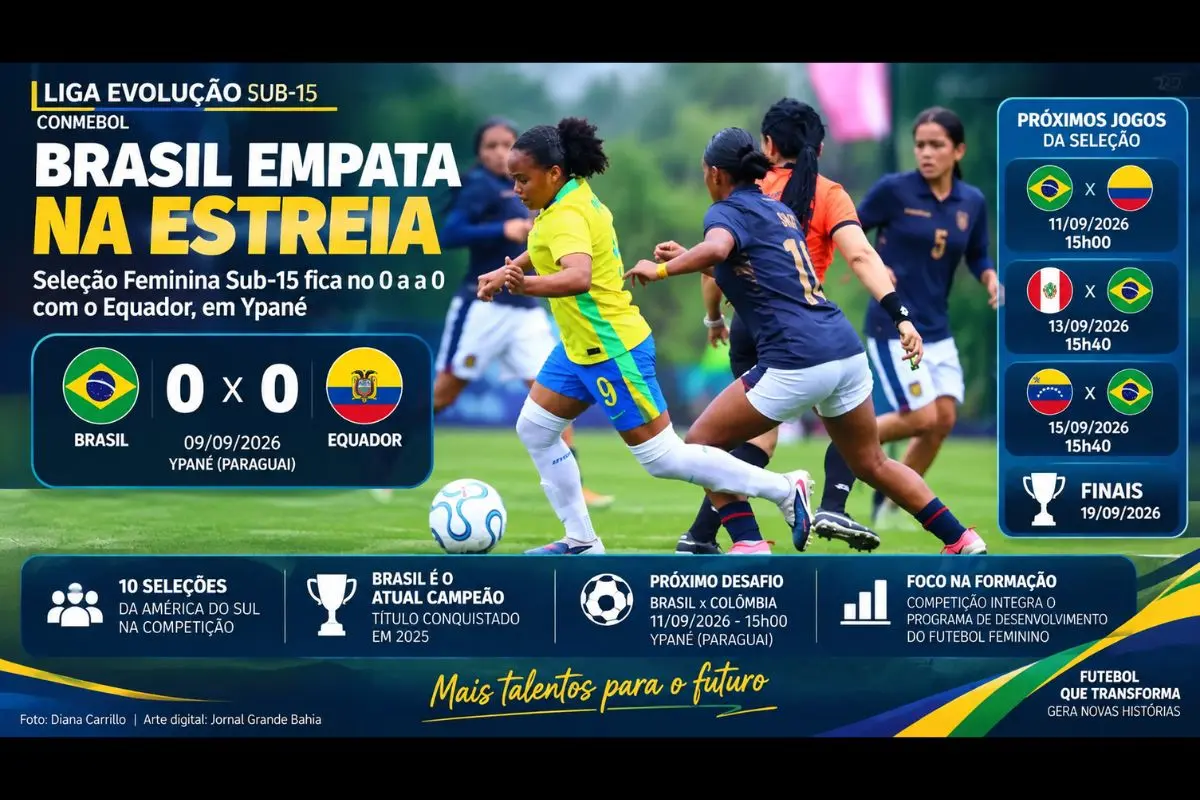 Seleção Brasileira fica no 0 a 0 em Ypané e terá Colômbia, Peru e Venezuela pela sequência da fase de grupos da competição.