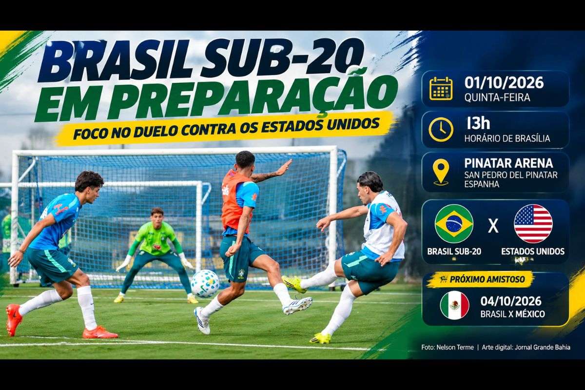 Brasil realiza treino específico para jogadores com menor participação no primeiro amistoso e volta a campo na quinta-feira (01/10/2026), na Espanha.