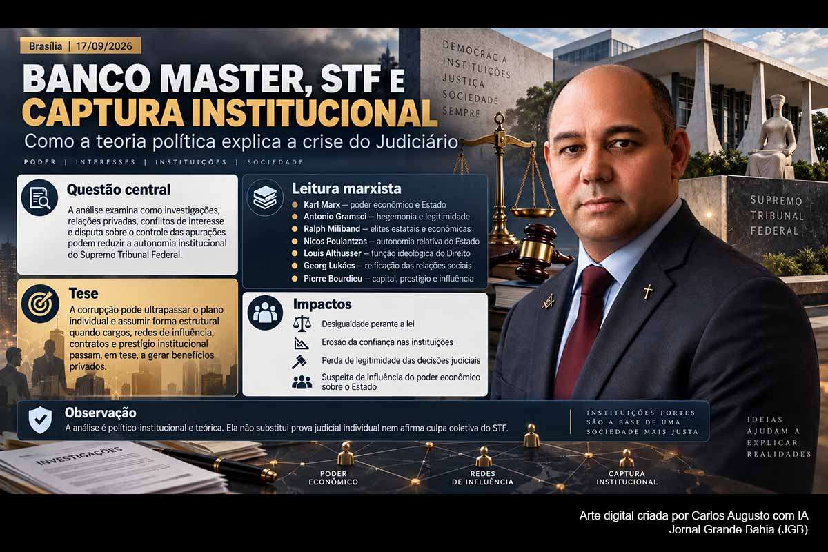Relações entre poder econômico e integrantes do Judiciário, conflitos de interesse e disputas pelo controle das investigações permitem analisar a crise do Supremo a partir de Marx, Gramsci, Miliband, Poulantzas e Althusser; fatos conhecidos não autorizam, porém, concluir que todos os ministros tenham praticado corrupção ou obtido vantagens ilícitas