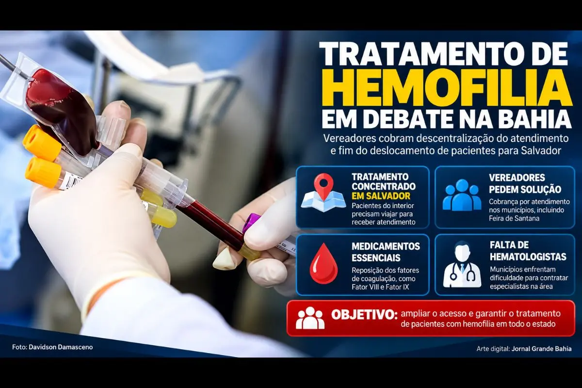 Parlamentares de Feira de Santana cobram descentralização do atendimento e apontam dificuldades no acesso a fatores de coagulação e especialistas.