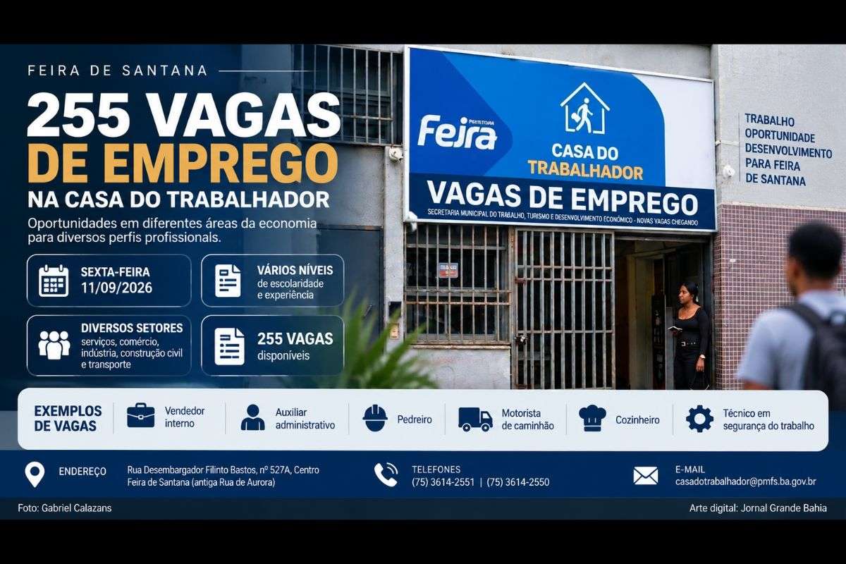 Oportunidades abrangem setores como serviços, comércio, indústria, construção civil e transporte, com vagas para diferentes níveis de escolaridade e experiência profissional.