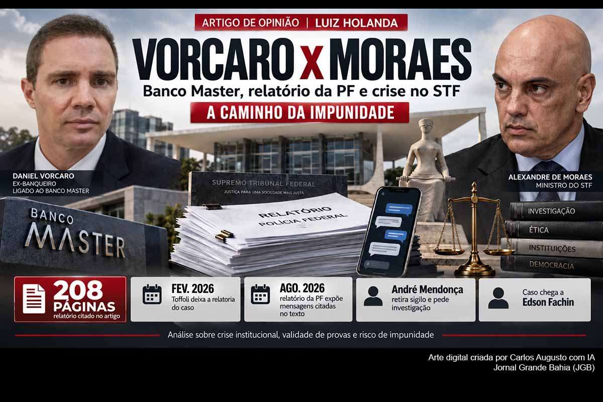 O artigo de Luiz Holanda analisa os desdobramentos do caso Banco Master e as revelações relacionadas a Daniel Vorcaro, Alexandre de Moraes, Dias Toffoli, André Mendonça e Edson Fachin. O texto discute documentos e mensagens reunidos pela Polícia Federal, as reações dentro do STF, questionamentos jurídicos e o risco de que disputas sobre competência e validade das provas comprometam a responsabilização. Os próximos passos de Fachin, da PGR e do Supremo deverão ser acompanhados.