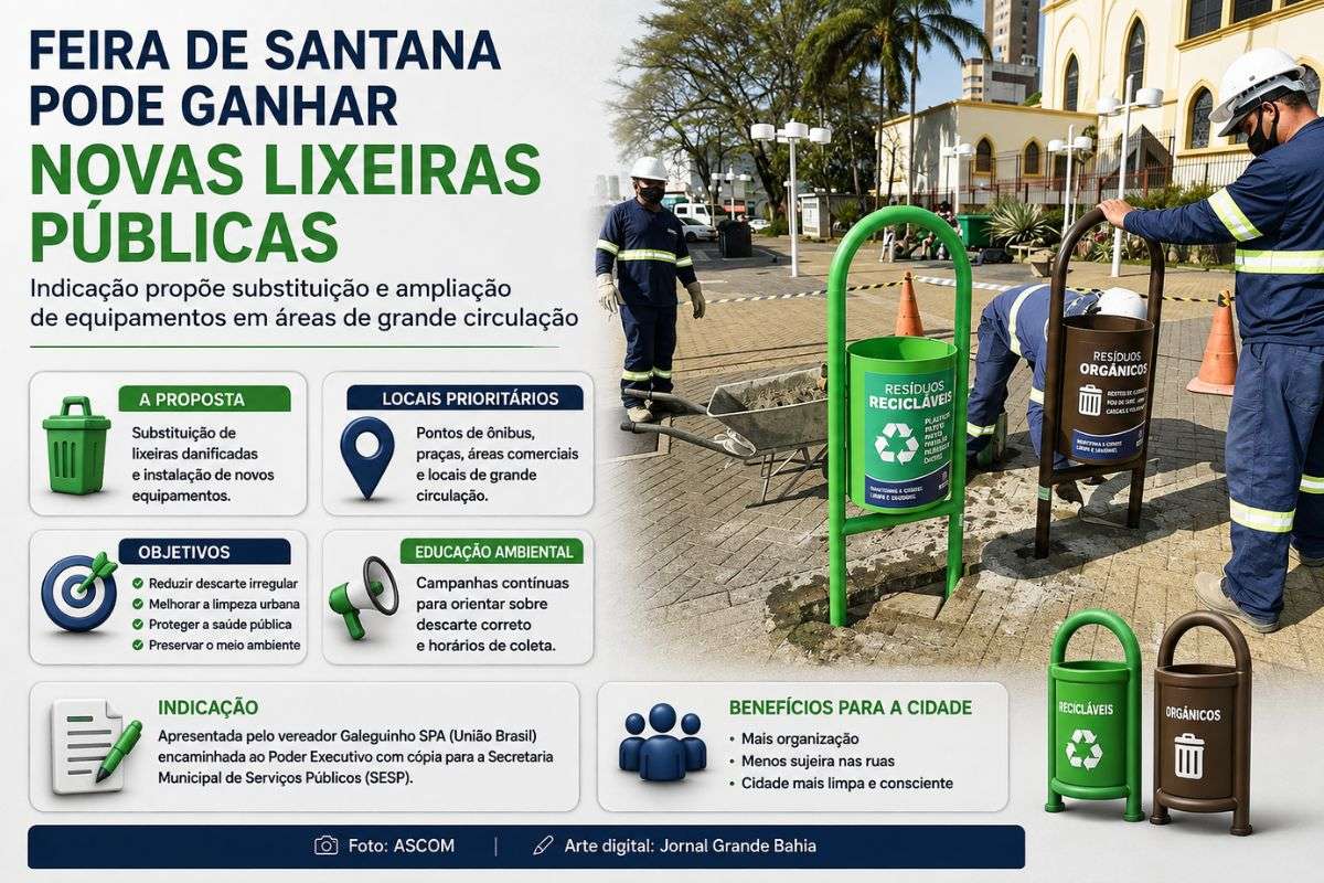 Indicação apresentada na Câmara Municipal sugere novos equipamentos em áreas de grande circulação e campanhas permanentes de educação ambiental.