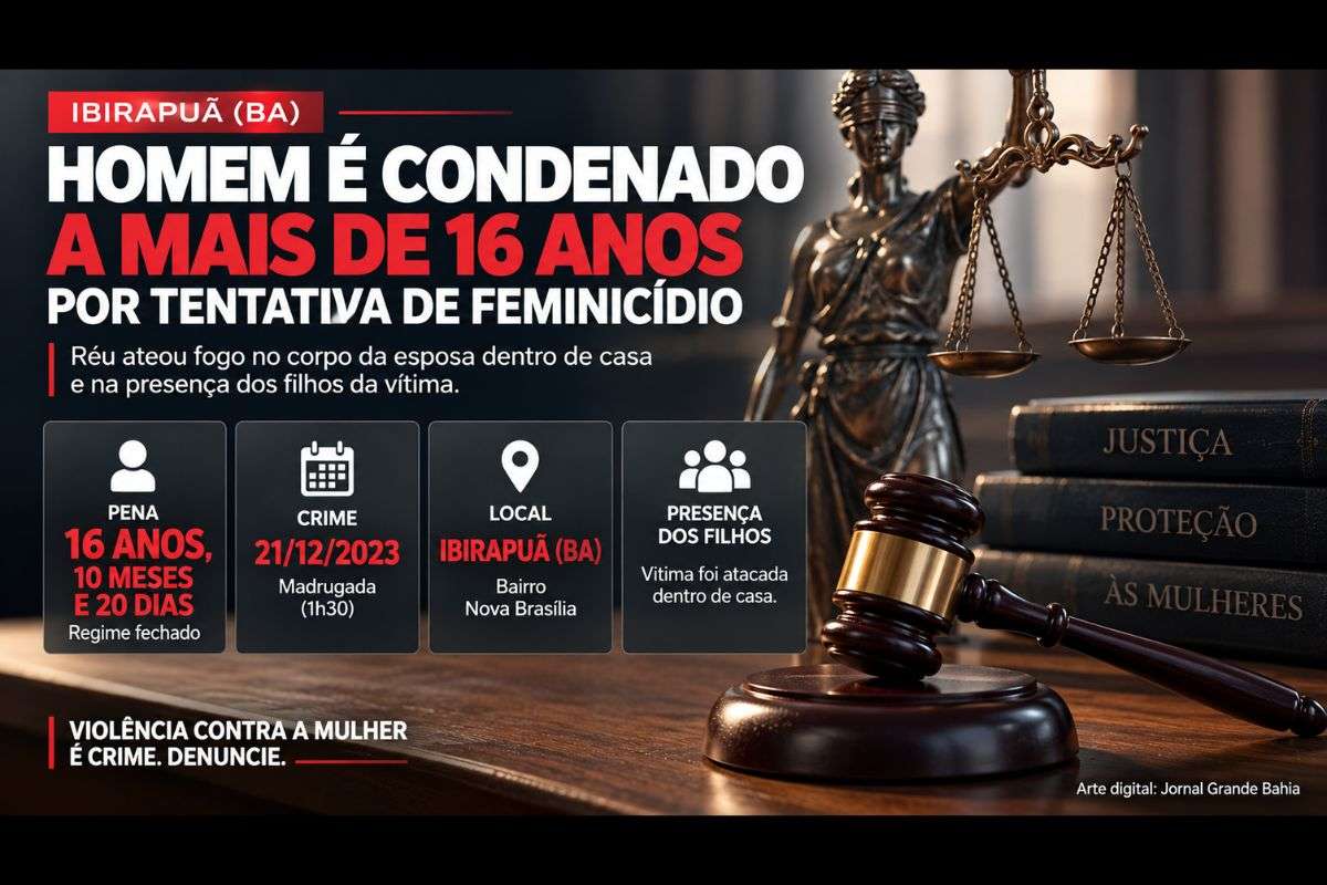 Márcio Souza dos Santos ateou fogo no corpo de Laurenice de Figueiredo Silva dentro da residência do casal, na presença dos filhos da vítima; crime ocorreu em dezembro de 2023.