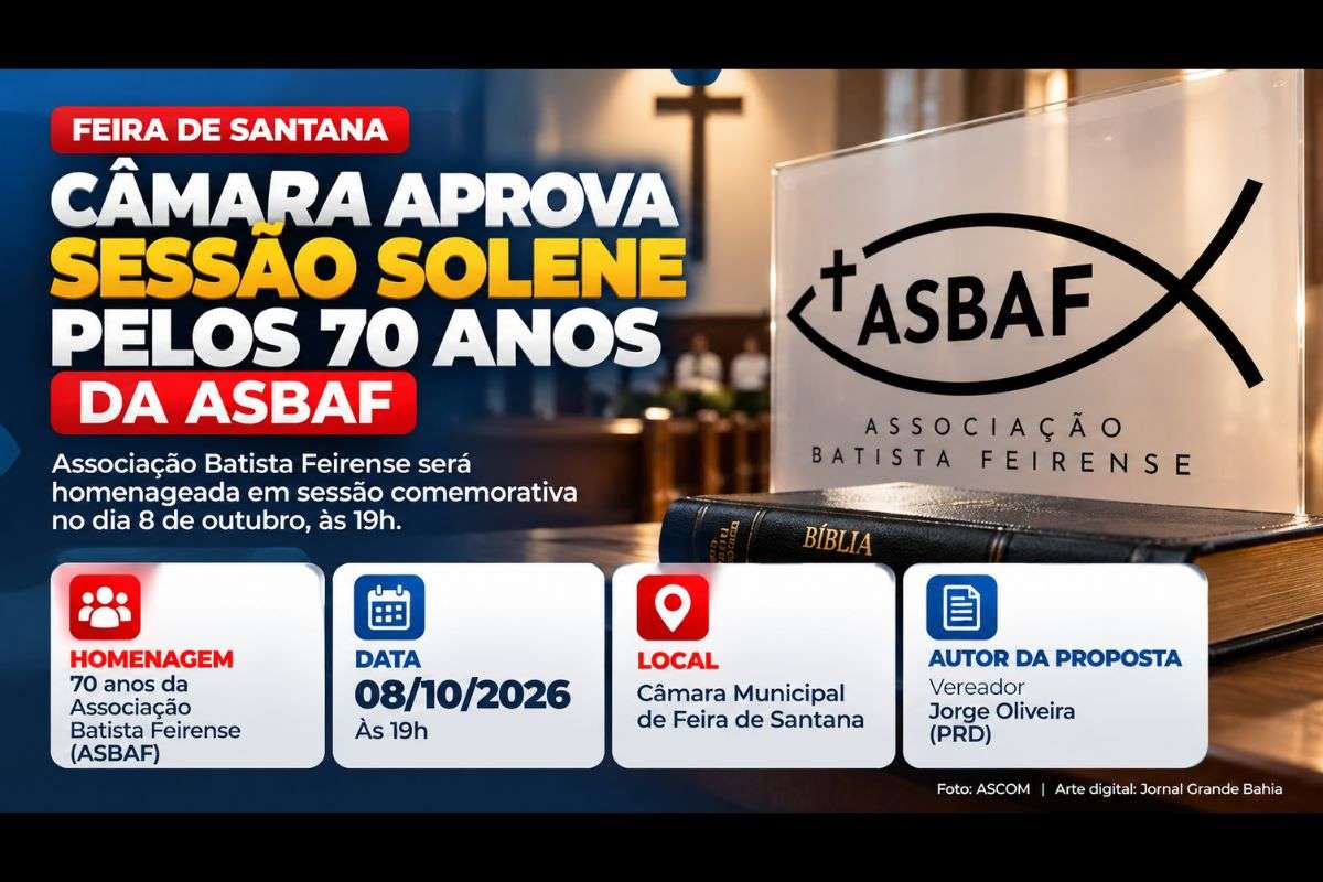 Homenagem à ASBAF foi proposta pelo vereador Jorge Oliveira e sessão comemorativa está prevista para 8 de outubro, às 19h.
