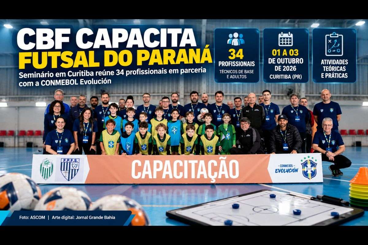 Seminário realizado em Curitiba reuniu técnicos das categorias de base e adultas e combinou atividades teóricas e práticas entre 01 e 03 de outubro de 2026.