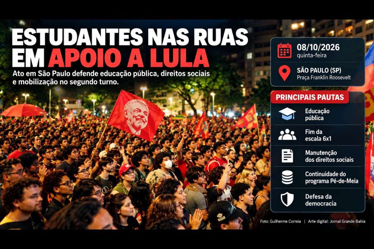 Mobilização convocada pela UNE reuniu estudantes e movimentos sociais na capital paulista, com pautas sobre educação pública, direitos sociais, democracia e manutenção do programa Pé-de-Meia.