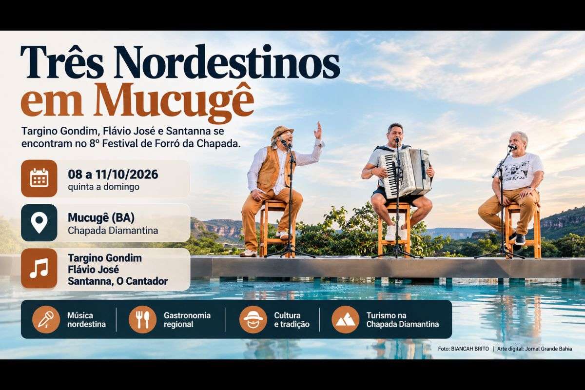 O evento chega à oitava edição com programação musical, gastronomia e atividades culturais na Chapada Diamantina, com destaque para o encontro dos três artistas no projeto Três Nordestinos.