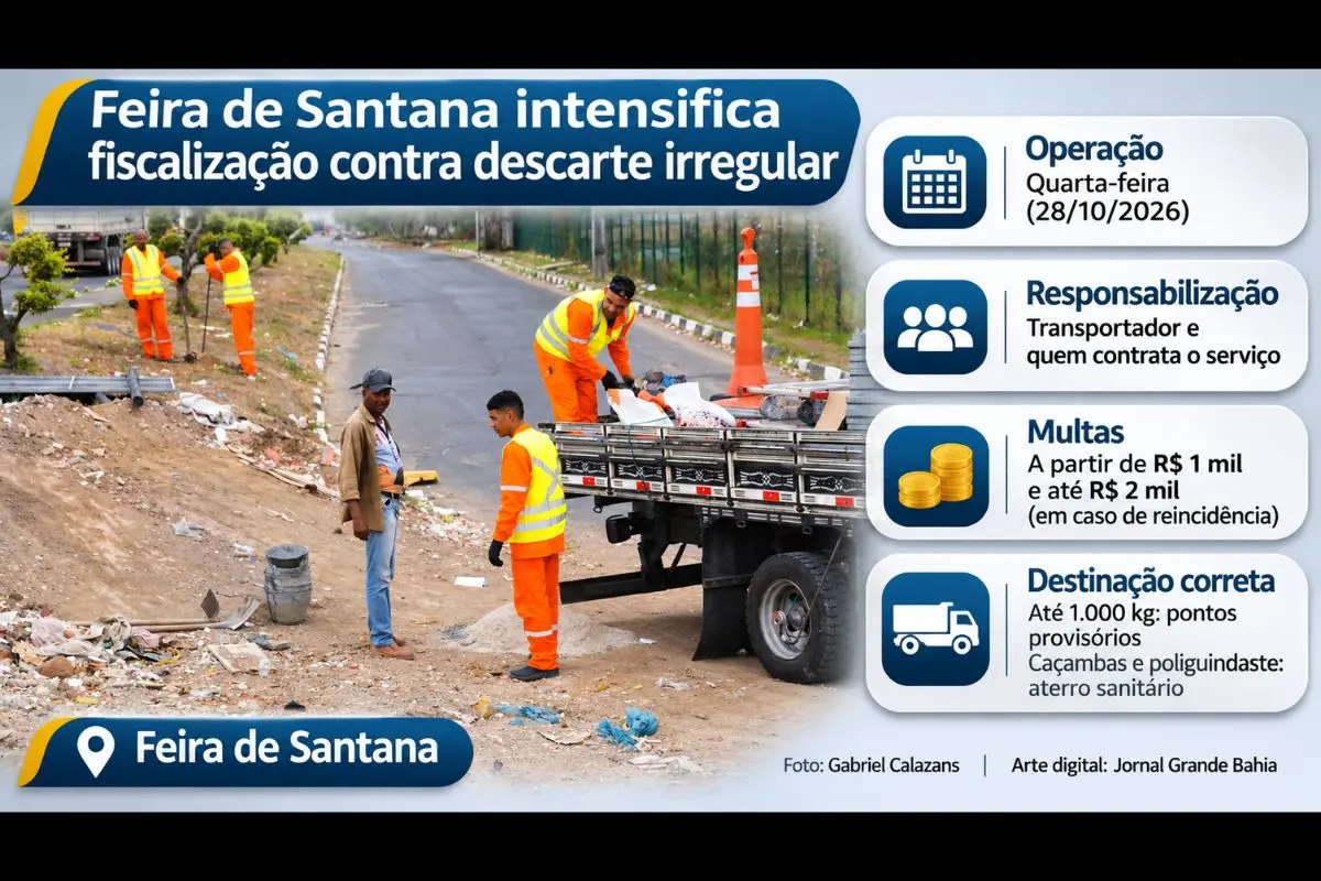 Operação da Secretaria Municipal de Serviços Públicos, com apoio da Guarda Municipal, busca responsabilizar transportadores e contratantes pelo descarte irregular de resíduos.