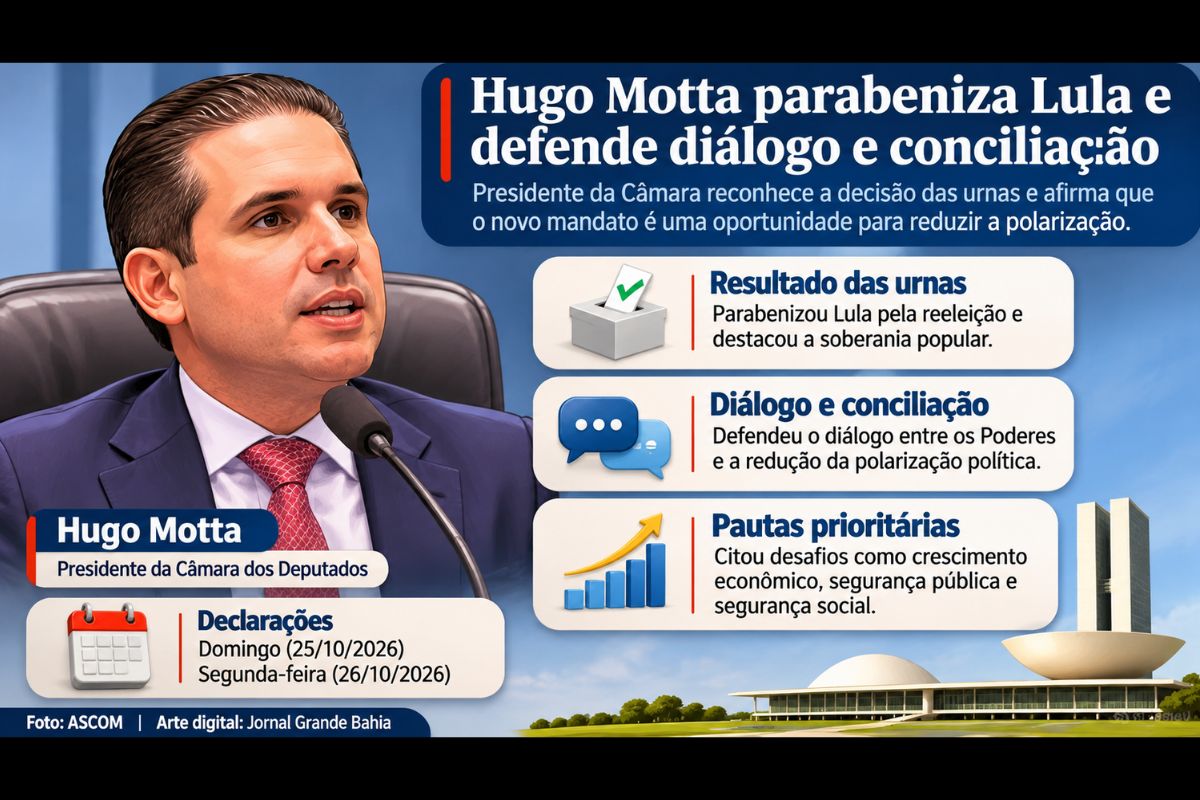 Presidente da Câmara dos Deputados reconhece a decisão das urnas, defende a conciliação nacional e promete diálogo com o governo para avançar em pautas de interesse da população.