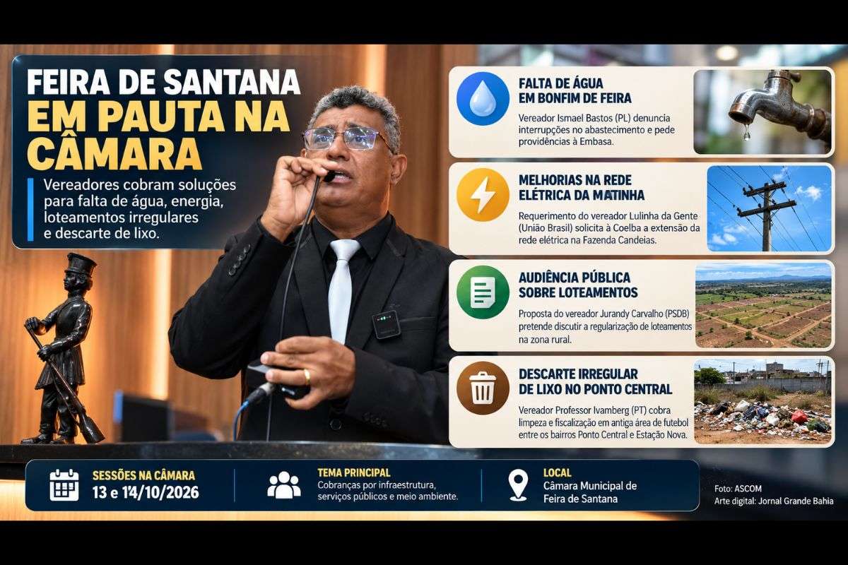 Reivindicações apresentadas na Câmara Municipal envolvem abastecimento de água em distritos rurais, melhorias na rede elétrica da Matinha, regularização fundiária e medidas contra o descarte irregular de resíduos no Ponto Central.