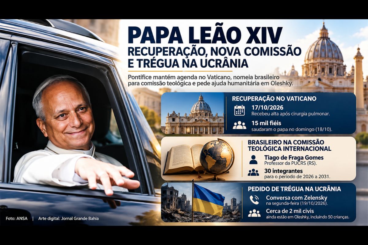 Pontífice segue em recuperação no Vaticano, amplia a representação internacional da Comissão Teológica e apela à Rússia e à Ucrânia por assistência humanitária e evacuação de civis em Oleshky.