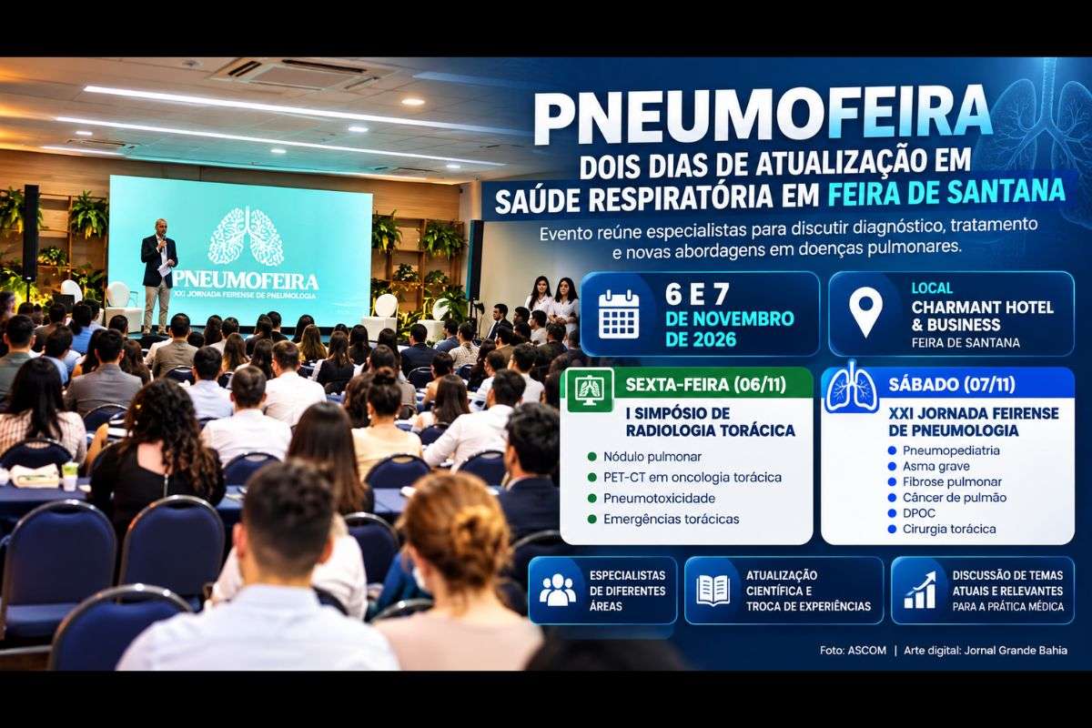 Evento será realizado com simpósio de radiologia torácica e jornada de pneumologia sobre asma, câncer de pulmão, DPOC, fibrose e cirurgia torácica.