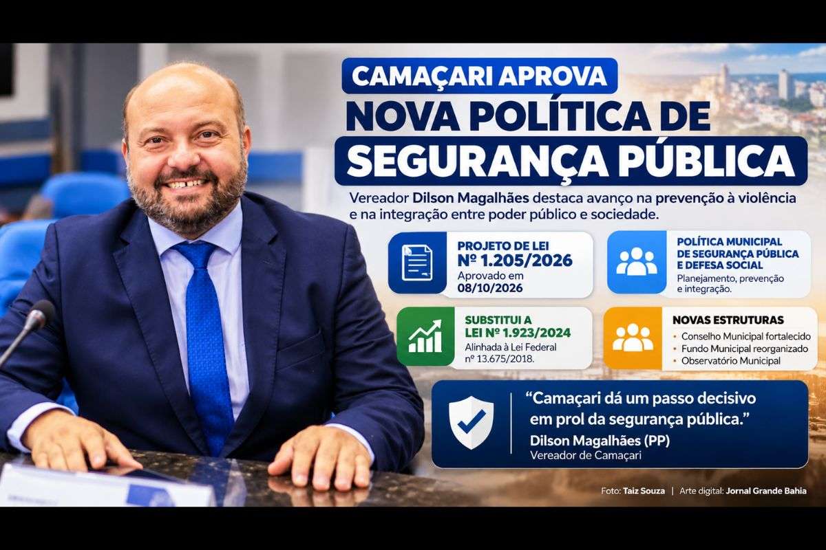Projeto de Lei nº 1.205/2026 cria diretrizes para a política municipal, fortalece o Conselho de Segurança, reorganiza o fundo e prevê Observatório Municipal.
