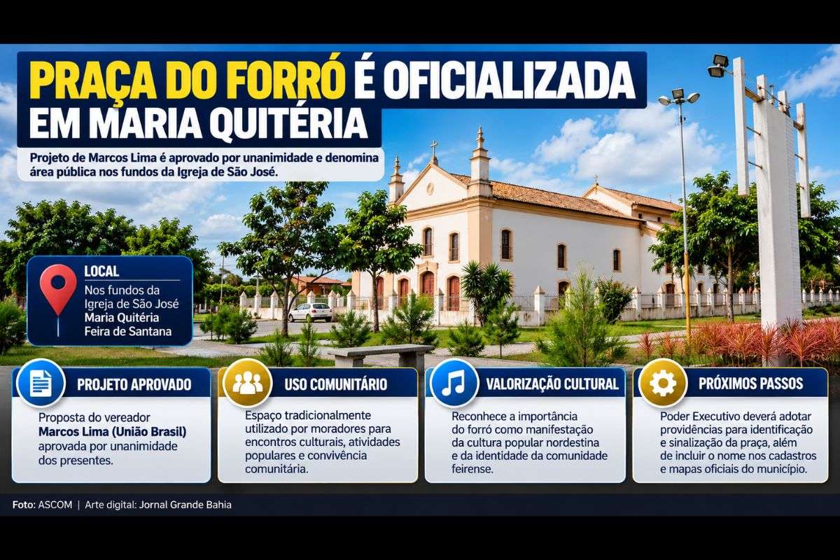 Projeto de Marcos Lima denomina área pública localizada nos fundos da Igreja de São José e prevê inclusão do nome em cadastros e mapas oficiais do município.