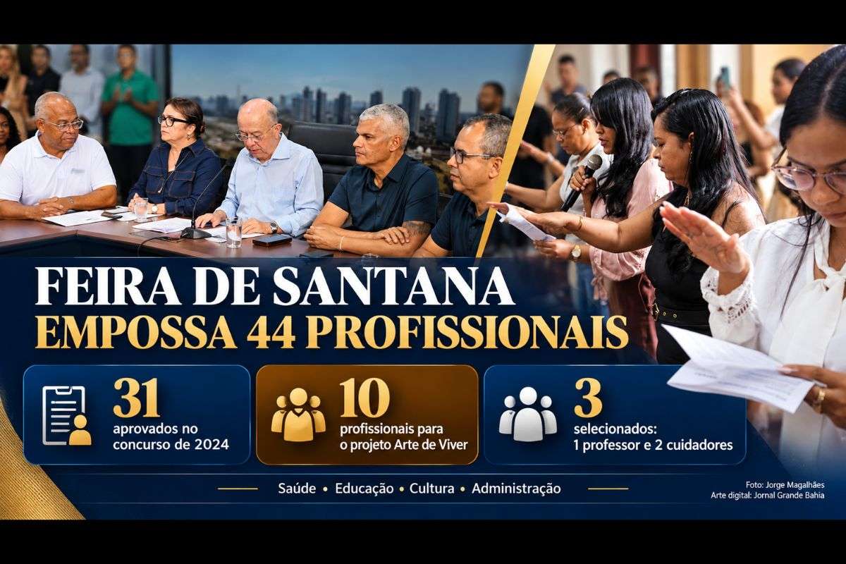 Cerimônia no Paço Municipal Maria Quitéria reuniu aprovados no concurso público de 2024 e profissionais selecionados por processos seletivos para reforçar serviços e programas municipais.