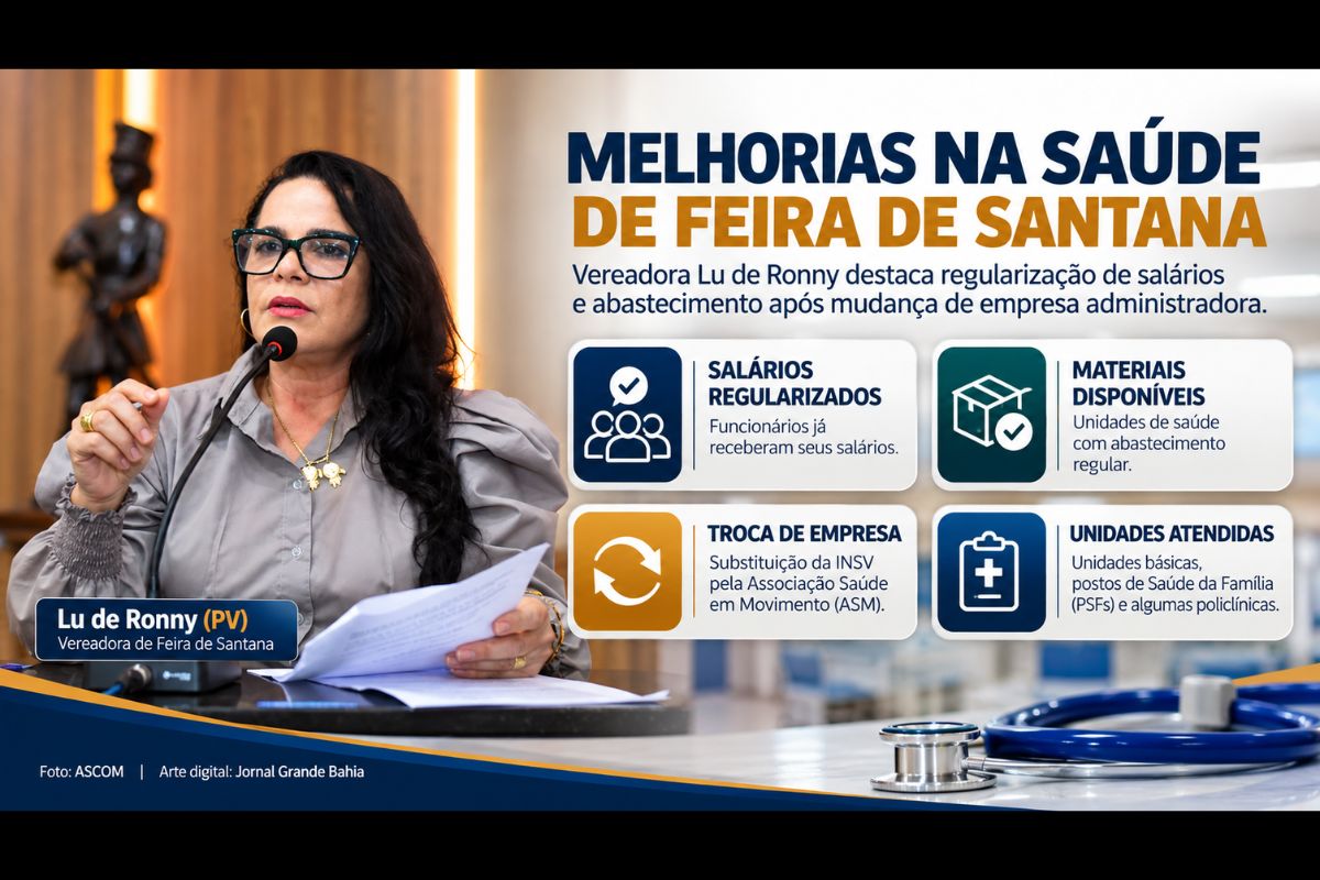 Parlamentar atribui melhorias na rede municipal à substituição da empresa administradora e destaca o pagamento dos profissionais e a disponibilidade de materiais para atendimento.