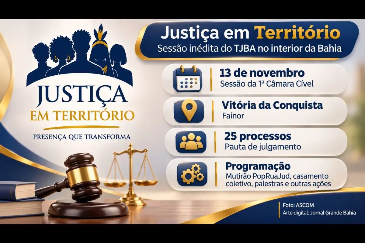 Julgamento ocorrerá em 13 de novembro de 2026, na Fainor, durante a quarta edição do projeto Justiça em Território, que leva atividades do Judiciário estadual ao interior da Bahia.