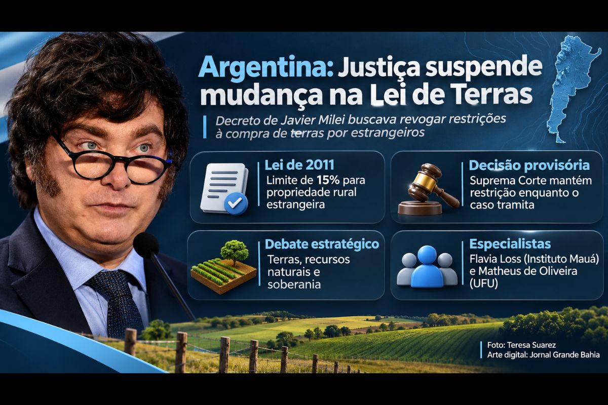 Especialistas apontam riscos à soberania territorial, ao controle de recursos estratégicos e à popularidade do presidente argentino diante da proposta de liberalização do mercado fundiário.