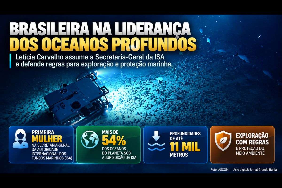 Oceanógrafa Letícia Carvalho é a primeira mulher a ocupar a Secretaria-Geral da ISA e pretende ampliar o conhecimento sobre águas profundas, conciliando exploração mineral e proteção ambiental.